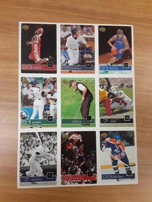 2003 Upper Deck magazine Uncut Card Sheet Lebron James RC Jordan Tiger Gretzky - Image 1 of 4