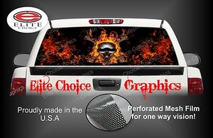 Flaming Skull Rear Window Graphic Decal Sticker Truck Car SUV  - Picture 1 of 3