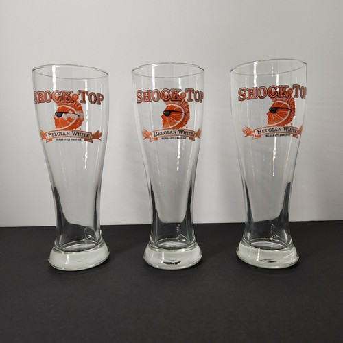 Shock Top Beer Glasses   Belgian White Ale Beer glass Set of 3 TALL