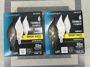 Ecosmart 60W B11 LED Bright White Dimmable Candelabra Base 6 Pack - Picture 1 of 6