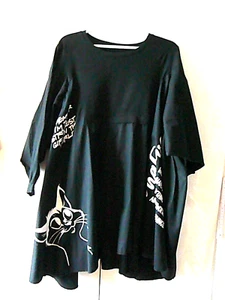 A2 Timiami ital. Maxi-Kleid Gr 38 - 48 schwarz Katze Superweit strongest girl - Bild 1 von 11