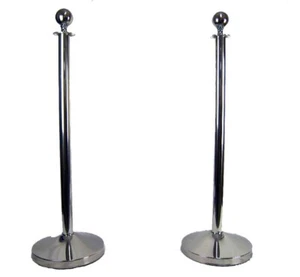 Absperrpfosten Absperrständer Personenleitsystem Silber Kugel D320mm-D51x1000mm - Bild 1 von 2