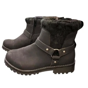 Apres By Lamo Womens Combat Boots Moto Black Zip Up Size 8 NWOT Cable Knit Lined - Picture 1 of 11