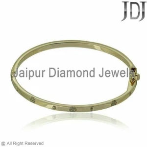 Diamant Pavé Gold Armreif 14k Armband Schmuck Gelb Fein Designer Gifts für Sie - Bild 1 von 5