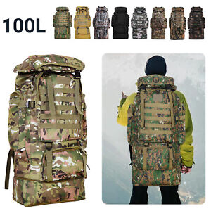 100L Military Molle Tactical Backpack Rucksack Camping Hiking Bag Outdoor Travel