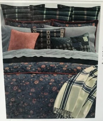 Ralph Lauren INDIGO TRAVELER FLR 100% Cotton FULL/QUEEN or KING Duvet Cover