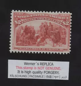 FALSIFICACIÓN - RÉPLICA DE WERNER - EE. UU. 1893 colombiano $2 - Sc 242 - Imagen 1 de 1