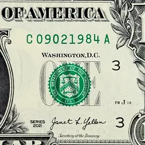 September 2nd, 1984 Birthday Anniversary Fancy Serial Number Uncirculated Dollar - Picture 1 of 3