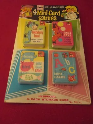 VINTAGE 1967 ED-U-CARDS 4 MINI CARD GAMES HUCKLEBERRY HOUND UNPUNCHED MOC - Image 1 of 2