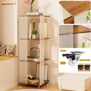 1.2M Wooden & Acrylic 5 Tier Rotating Book Shelf Bookcase Display Storage Stand - Picture 1 of 16