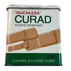 Curad Ouchless Plastic Bandages Metal Tin Empty SuperX Price Sticker Kendall - Picture 1 of 12