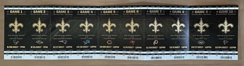 DREW BREES 70,000 YARDS 2017 NFL NEW ORLEANS SAINTS FULL TICKETS inc PATRIOTS Cover