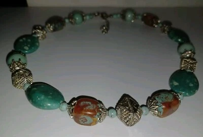 Collar de piedra sintética 17" ámbar azul Foto 1 de 4