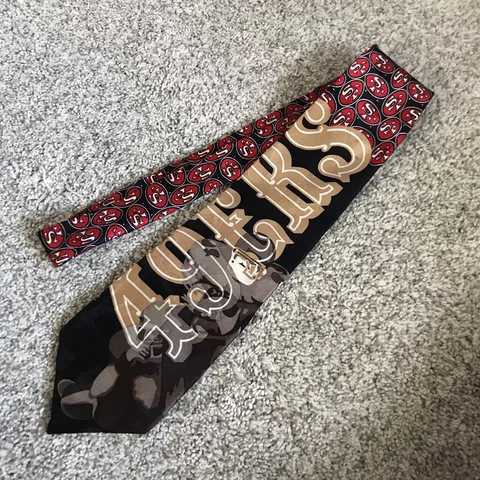 Vtg Team NFL San Francisco 49ers Neck Tie 100% Silk Ralph Marlin Made in USA 90s Cover