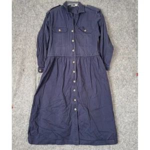 Maxi vestido camisero vintage años 90 con cuello abotonado para mujer 16 bolsillos azules con solapa - Imagen 1 de 12