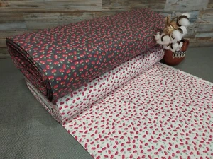 240cm Popeline Baumwollstoff Meterware Stoffe Kirsche Früchte Frühling Sommer - Bild 1 von 9