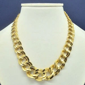 Vintage Necklace MONET 1970s Long Curb Link Chain 22kt Gold Plated Jewellery - Picture 1 of 12