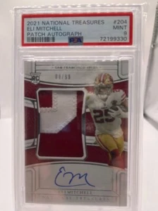 2021 Tesori Nazionali /99 Elijah Mitchell PSA 9 come nuovo RPA Rookie Patch Auto RC - Foto 1 di 2