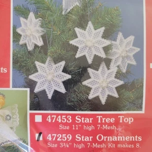 Mary Maxim Needlepoint Kit Plastic Canvas Star Ornaments New #47259 Pearls - Picture 1 of 3