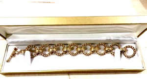 QVC Veronese T bar Bracelet Large Circles Gold 925 Silver Suit Small Wrist 7.5” - Picture 1 of 5