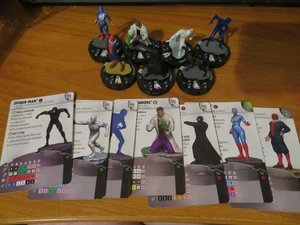 MARVEL HEROCLIX SPIDER-MAN FAMILY 7 FIGURE LOT WITH CARDS ICEMAN SPIDER-BYTE - Picture 1 of 1
