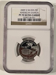 2009 S Silver 25c Quarter American Samoa NGC PF 70 Ultra Cameo - Picture 1 of 2