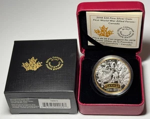 2018 $20 First World War Allied Forces: Canada - Pure Silver Coin With Box + COA - Picture 1 of 2
