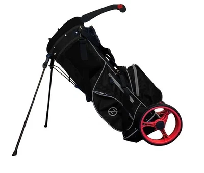 Zero Friction Wheel Pro Push Cart & Stand Bag (Black) All in One Bag/Trolley