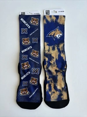 ¡Nuevo! Calcetines Montana State Bobcats Azul Marino Dorado L/XL Rayas Deuce Crew NCAA Foto 1 de 4