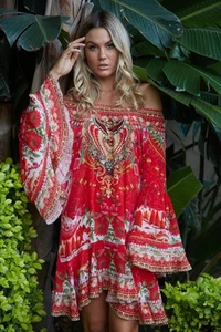 NEW CZARINA MORE THAN EVER FRILL DRESS SILK VISCOSE CRYSTALS XL - Picture 1 of 7