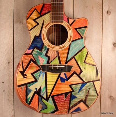 Washburn WCG25SCE CUSTOM ART guitar " The Puzzle Factory " Grand Auditorium - Image 1 of 4