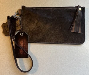 Klassy Cowgirl Cowhide Pouch, Ladies Wallet, Hair-on, Leather, Zip, Skin, - Picture 1 of 8