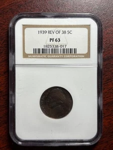 1939 Rev of 38 5c Jefferson Nickel - NGC PF 63 OLD NGC HOLDER! - Picture 1 of 7