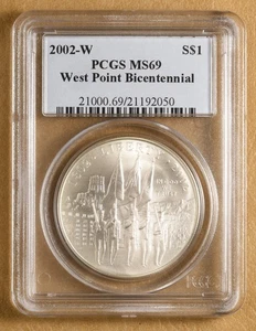 2002 W West Point Commemorative Silver Dollar PCGS MS69 - Picture 1 of 2