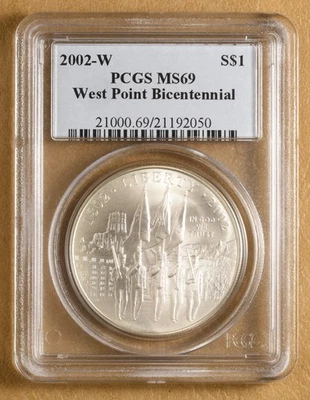 2002 W West Point Commemorative Silver Dollar PCGS MS69 - Image 1 of 2