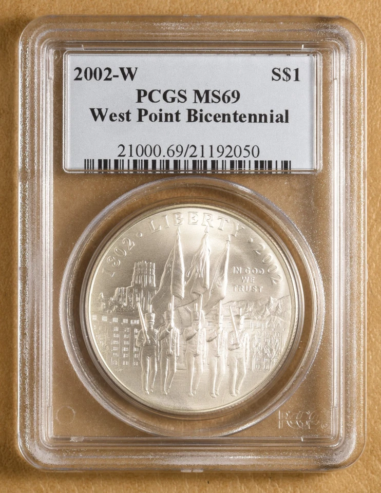 2002 W West Point Commemorative Silver Dollar PCGS MS69 - Image 1 of 2