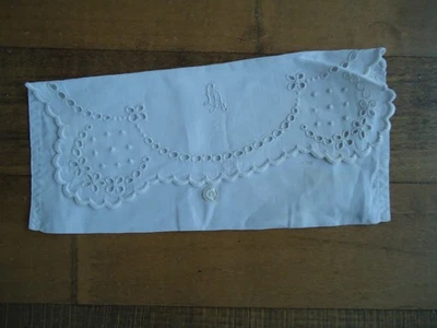 POCHETTE SERVIETTE LIN BRODERIE MONOGRAMME LA LINGE ANCIEN - Photo 1/3