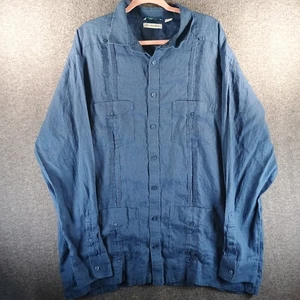 Cubavera 100% Linen Shirt Mens 2XLT Button Down 4 Pockets Blue Lightweight - Picture 1 of 11