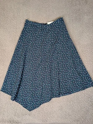 Banana Republic A-line Midi Skirt Size 0 Blue Floral Asymmetrical Hemline NWT! - Image 1 of 4