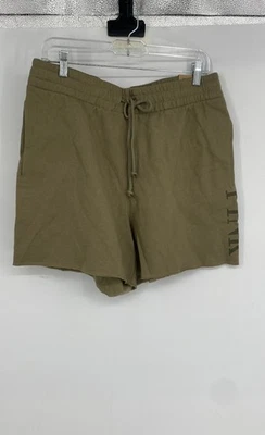 Pink Victoria's Secret Womens Olive Green Elastic Waist Fleece Sweat Shorts Sz L - Image 1 of 4