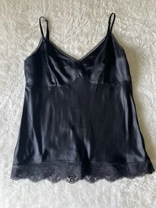Helmut Lang schwarzes Trägertop Spitzenbesatz in schwarz Größe XS - Bild 1 von 10
