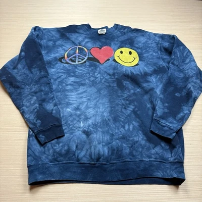 Sudadera vintage años 90 Tie Dye Peace Sign Love Smiley Face Tie Dye XL hippie Foto 1 de 4