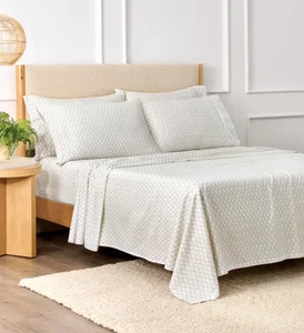 Purely Organic 300 TC 6-Pc Turkish Organic Cotton Sheet Set - Evelyn Vines King - Picture 1 of 7