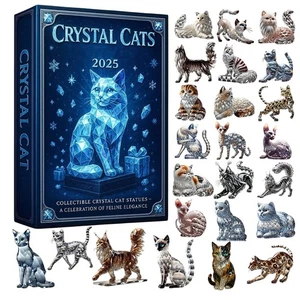 Kristallkatzen Adventskalender 2025, 24 Tage 2d Acrylkristallkätzchen Ornamente - Bild 1 von 7