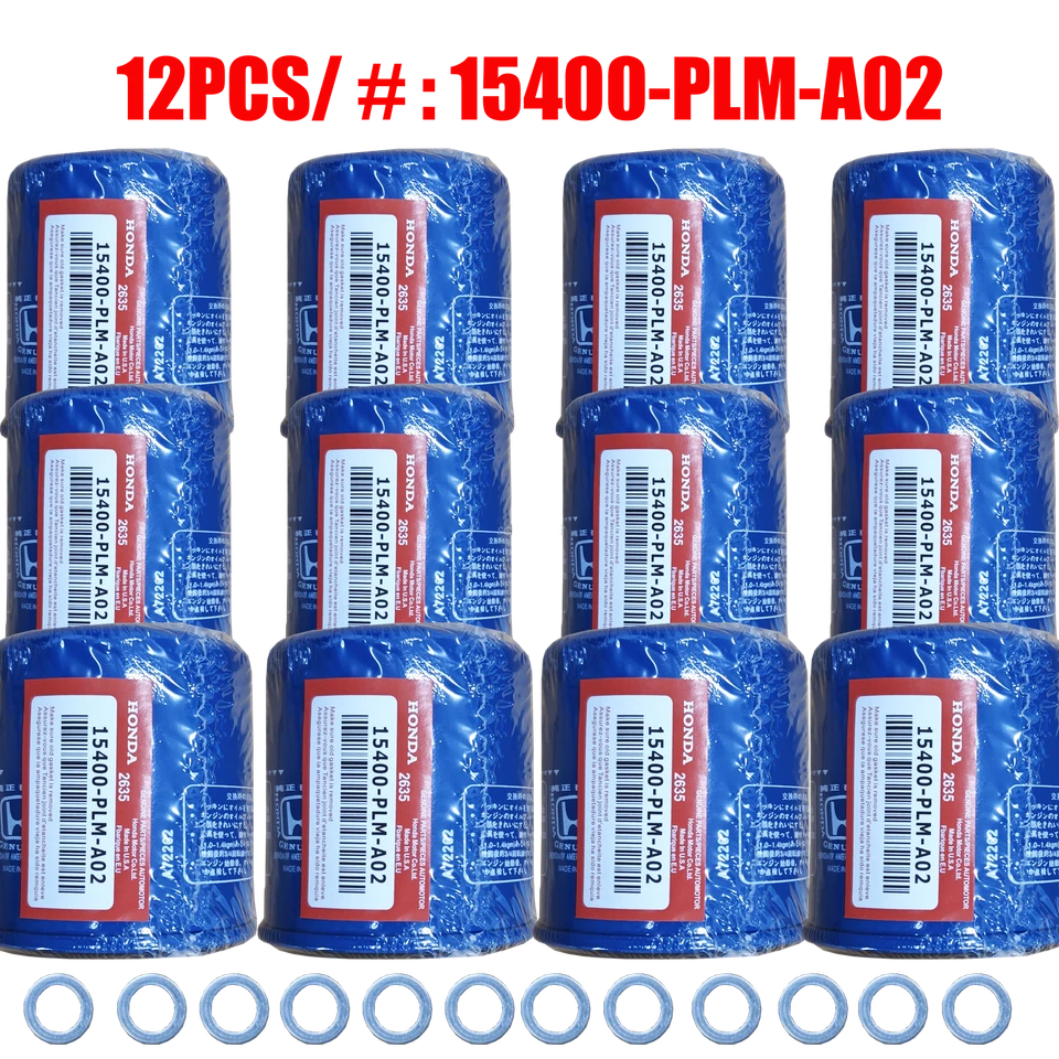 12pcs Honda Genuine Oil Filters WITH Drain Plug Washer 15400-PLM-A02 NEW SEALED - Image 1 of 4