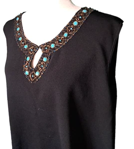 3X Cable & Gauge Black Top with beading - Picture 1 of 9