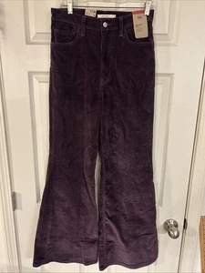 Levis Women's Ribcage Bell High-Rise Flare-Leg Corduroy Jeans Size 29x32 Purple - Picture 1 of 6