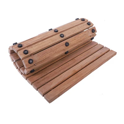 Alfombra de ducha/baño estilo nórdico de teca de cuerda natural con goma beige Foto 1 de 3