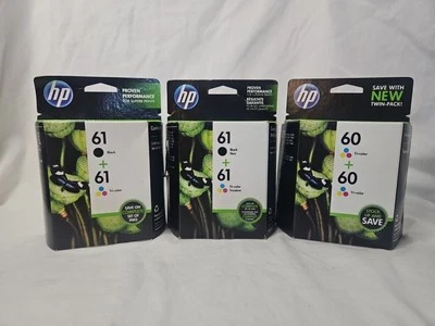 3 New Sealed Genuine HP 61 Black 60 Tri Color Ink Cartridges OEM Lot Expired - Image 1 of 4