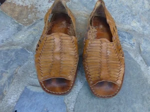 Sandali uomo messicani Huaraches vera pelle intrecciati fatti a mano punta aperta taglia 9 - Foto 1 di 7